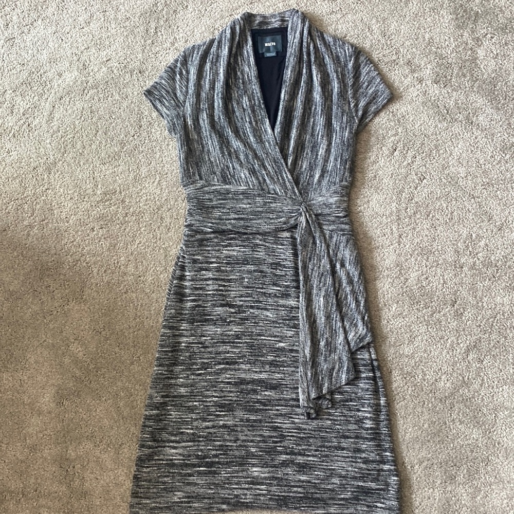 Charcoal faux wrap Anthropologie Maeve dress